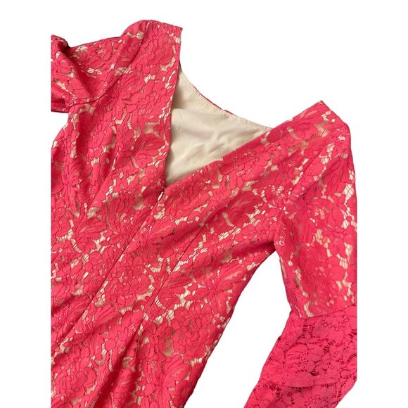 Eliza J Andressa Pink Lace Knee Length Lined Dress Sz 10 - Picture 5 of 13